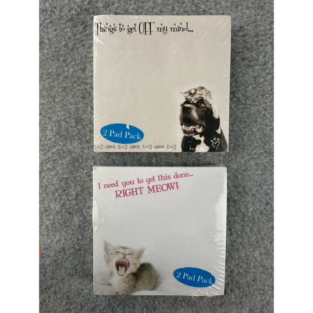 New Cute Kitty Cat and Dog Note Pads 2 Pad Packs Stationary